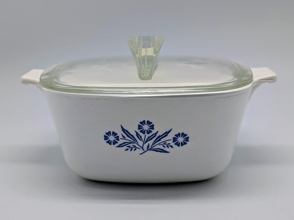 Corning Ware 1 Quart Blue Cornflower Pyroceram Dish B-21 W/ PYREX Lid SEE DESC.
